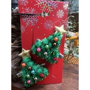 Christmas Tree Hair Clips-2 , Retro , Festive , Child, Party , Holiday